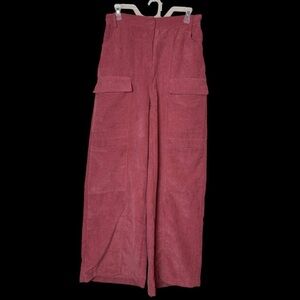 Hunter & Brown Dusty Coral Corduroy Wide Leg Cargo Style Pants Sz. M
